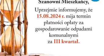 Informacja o terminie płatności za odpady komunalne