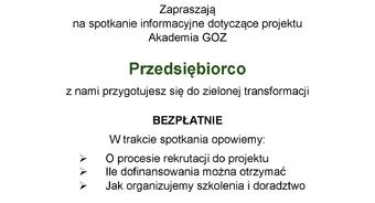 Zaproszenie na spotkanie informacyjne dla przedsiębiorców dotyczące zielonej transformacji