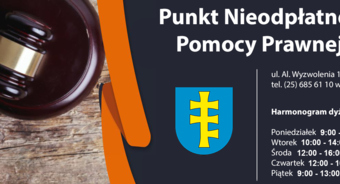Nowy harmonogram dyżurów Punktu Nieodpłatnej Pomocy Prawnej w Pilawie
