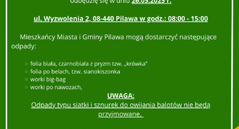 Odbiór folii i innych odpadów rolniczych