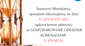 15 listopada upływa termin płatności za gospodarowanie odpadami komunalnymi